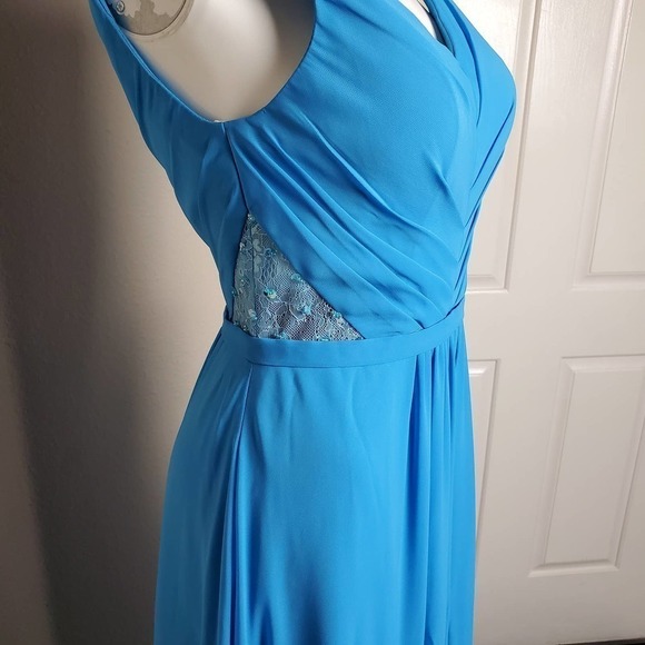 JJ's House A-line Princess V-neck Chiffon Ocean Blue Bridesmaid Party Dress New - Picture 5 of 15
